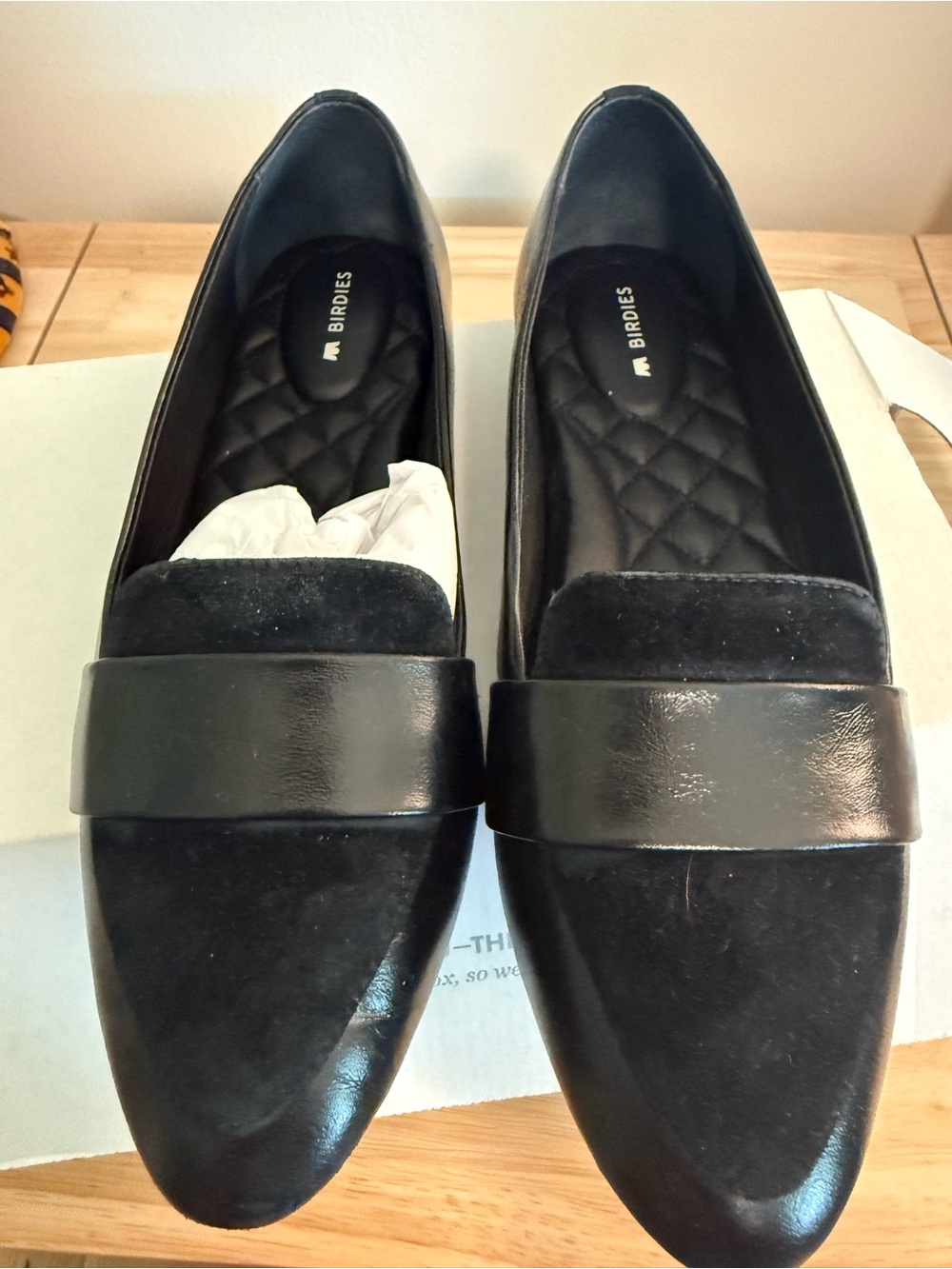 Birdies Black Quilted Insole Loafers